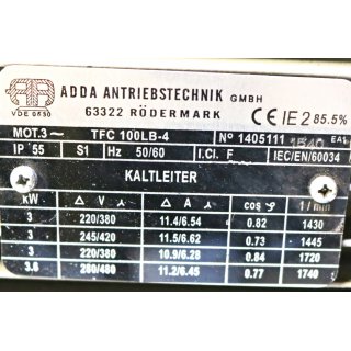 ADDA 3~ Motor TFC 100LB-4- Gebraucht/Used