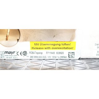 Mayr Roba-topstop Sicherheitsbremse 260/899.000.02S  1*285Nm- Gebraucht/Used