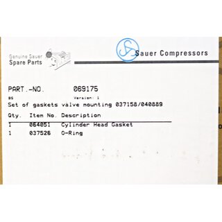 Sauer Compressors Set of gaskets valve mounting 037158/040889 -unused-