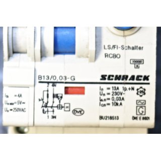 SCHRACK LS/FI RCBO B13/0,03-G- Gebraucht/Used