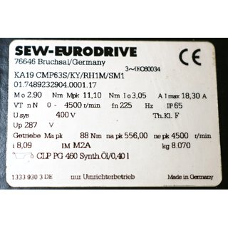 SEW 3 ~ Motor Typ KA19CMP635/KY/RH1M/SM1 rpm 4500 - Neu