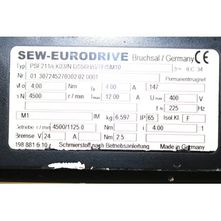 SEW Eurodrive PSF211/EK/03/N DS56H/B/TF/SM10- Gebraucht/Used