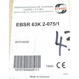 Elektromotor Grnhain EMG EBSR 63K-2-075/1
