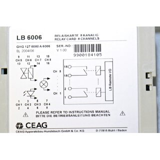 CEAG LB 6006 GHG-120-0000-A-6006 Relaiskarte 8-Kanalig -used-