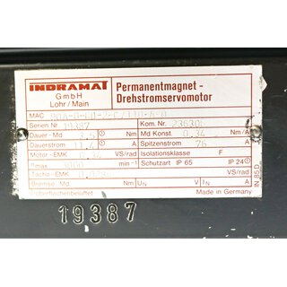 INDRAMAT Servomotor MAC 90A-0-RD-2-C/110-A-0- Used