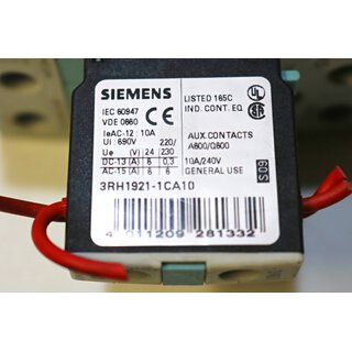 Siemens Sirius Leistungsschtz 3RT1035-1A..0+3RH1921-1CA10 -Used