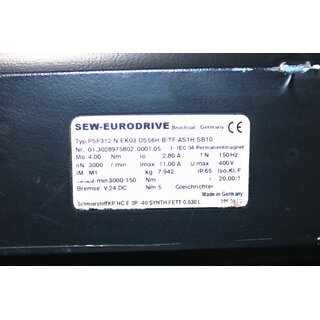 SEW-Eurodrive Typ PSF312/N/EK03 DS56H/B/TF/AS1H/SB10 + Planetengetriebemotor PSF312/N/EK03 - Used
