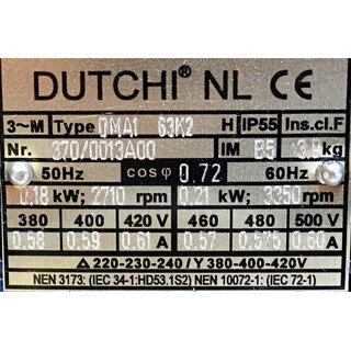 DUTCHI NL DMA1 63K2 /2710 rpm 0,18kW