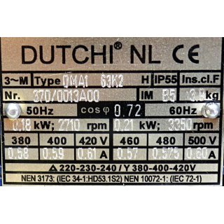 DUTCHI NL DMA1 63K2 /2710 rpm 0,18kW
