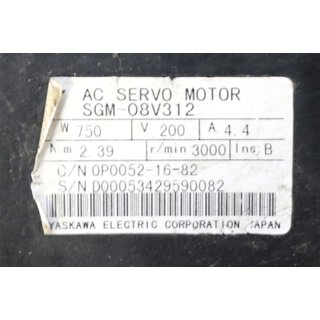Yaskawa SGM-08V312  AC-Servo-Motor -used-