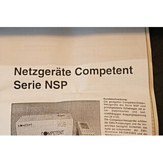 Konzept Competent NSP 2420-3 Stromversorgung Competent 24V/20A -OVP/unused-