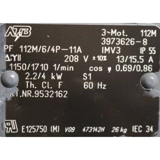 ATB 3~Motor PF112M/6/4P-11A