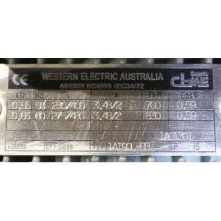 Western Electric 3~Motor 1AT90L-8B  0,55 kW  700 rpm