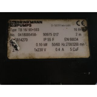 Brinkmann TB 16/ 90+593 Tauchpumpe Frdermenge 16 l/min -used-