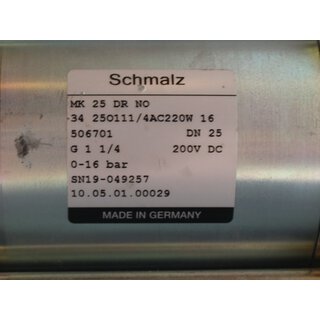 Schmalz EMV-25-230V-AC-3/2-NO Pneumatik Elektromagnetventil -used-