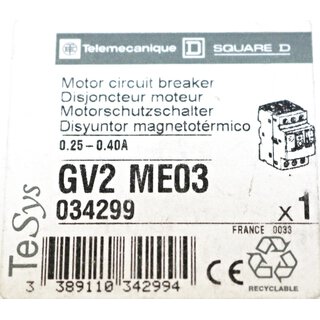 Telemecanique Motorschutzschalter  GV2ME03  0,25-0,40A
