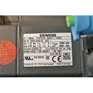 SIEMENS 1FK7032-5AK71-1DH3 SIMOTICS S Synchronservomotor -used-