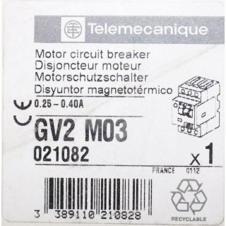 Telemecanique Motorschutzschalter  GV2M03  0,25-0,40A