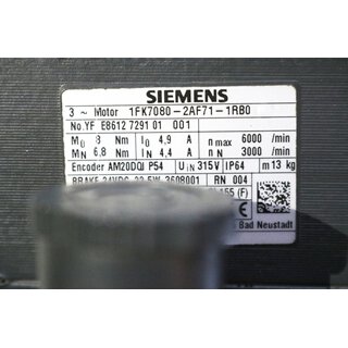 Siemens 1FK7080-2AF71-1RB0 SIMOTICS S Synchronmotor -used-