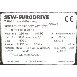 SEW-EURODRIVE 3 ~ Motor  FHF27CMP50S/BP/K/AK0H/SB1 mit Getriebe