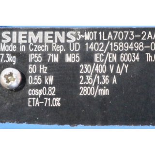 Siemens 3 ~ Motor  1LA70732AA11-Z + Brake 2LM8005-2NA10  rpm 2800/min