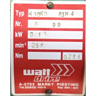 WATT-EUSAS  3 ~ Motor WAR63N4 0,18kW 1320/min + Getriebe H G0KB 63N4