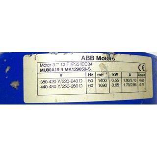 ABB MK129059-S 3~ Motor 0,55 kW 1400 rpm -used-