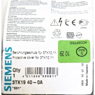Siemens 3TK19 40-0A Berührungsschutz -Neu