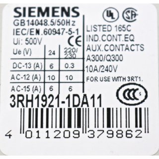 Siemens 3RH1921-1DA11 Hilfsschalter