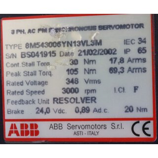 ABB 8M543006YN13VL3M Servomotor 3000rpm -used-