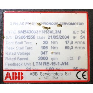 ABB 8M543003YN13VL3M Servomotor 3000 rpm -used-
