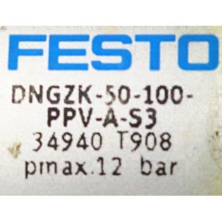 FESTO DNGZK-50-100-PPV-A-S3  Zylinder max 12bar gebraucht/used