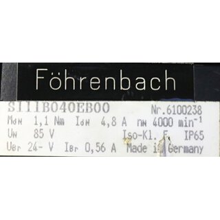 Fhrenbach Schrittmotor SB111B040EB00 4,8A -Used