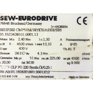 SEW-Eurodrive  3~Motor BSHF202 CMP50M/BP/KY/ AS 1H/SB1