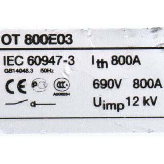 ABB OT800E03 Lasttrennschalter 800A -unused-