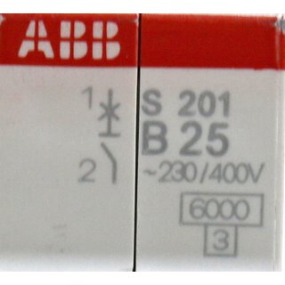 3x ABB S201-B25 Sichertungsautomat 25A -unused-