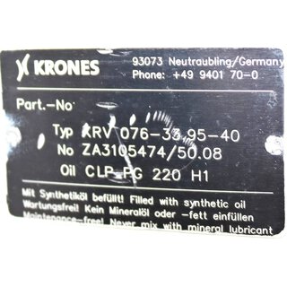 Krones KRV076-33.95-40 Schneckengetriebe + 1LA70904AA99-ZN04 -used-