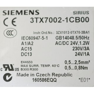Siemens 3TX7002-1CB00 Koppelrelais -used-