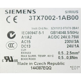 Siemens 3TX7002-1AB00 Relaiskoppler -used-