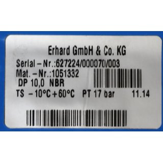 Erhard GmbH Absperrventil A24066  EN-Jl1030 / DP10 NBR   -10º +16º PT 17 bar Neu