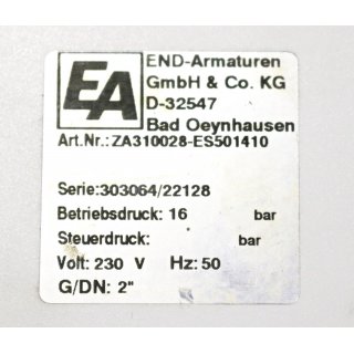 END Armaturen GmbH  Ventil  ZA310028-ES501410  16 bar  + ES50-2-1122E10 used