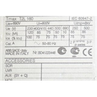 ABB SACE Tmax T2L160 In=32A Leistungsschalter -unused-